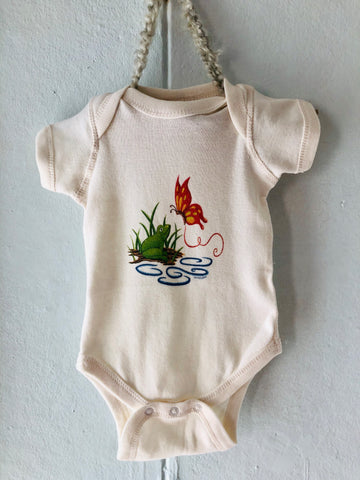 Frog Meets Butterfly - Onesie ( Natural ) 100% Organic Cotton