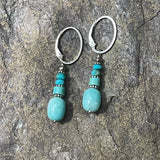 Amazonite, Turquoise, Oval Sterling Hoops