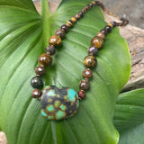 Tibetan Turquoise, Australian Opal, Tigers Eye Necklace