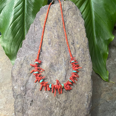 Antique Coral, Turquoise Necklace