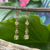 Lemon Quartz, Green Garnet, Tourmaline Earrings