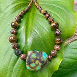 Tibetan Turquoise, Australian Opal, Tigers Eye Necklace