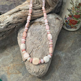 Pink Opal, Rose Quartz Necklace