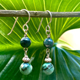 Blue Tourmaline, Amazonite Earrings
