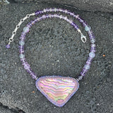 Peyote Stitched Abalone, Amethyst, Flourite Necklace