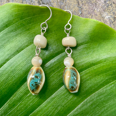 Ceramic, Mother of Pearl Earrings