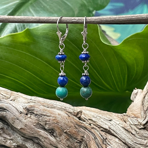 Brilliant Blue Lapis, Turquoise Earrings
