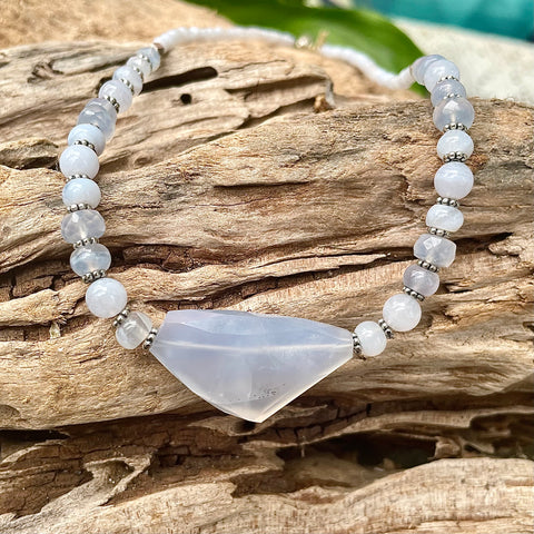 Blue Chalcedony, Blue Lace Agate Necklace