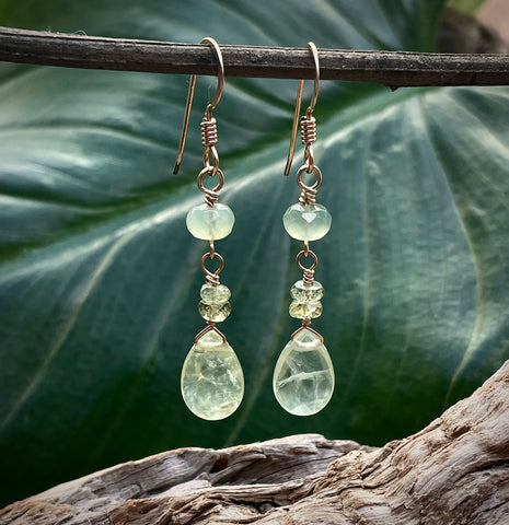 Light Green Phrenite Drop Earrings