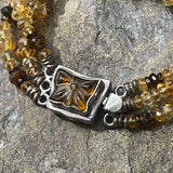 Citrine, Tourmaline with Amber Butterfly Clasp Bracelet