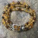 Citrine, Tourmaline with Amber Butterfly Clasp Bracelet