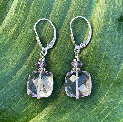 Faceted Amethyst Dangle Earrings 1