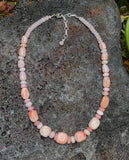 Pink Opal, Champagne Moonstone Earrings by Rachel Moody