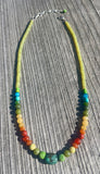Rainbow Gemstone Necklace with Lemon Chrysoprase by Rachel Moody