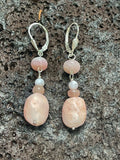 Pink Opal, Champagne Moonstone Earrings by Rachel Moody