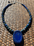 Midnight Blue Lapis Peyote Stitched Beaded Necklace by Rachel Moody