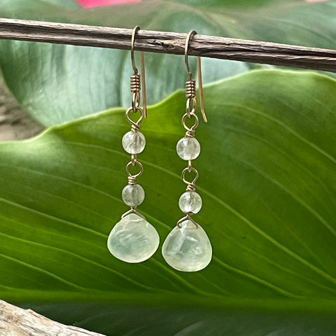 Light Green Prehnite Dangle Drop Earrings