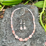 Pink Opal & Champagne Moonstone Earrings and Necklace