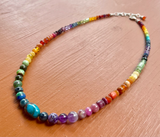 Rainbow Gemstone Necklace with Blue Turquoise by Rachel Moody