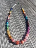 Boulder Opal (center bead) Rainbow Necklace by Rachel Moody