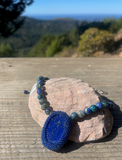 Midnight Blue Lapis Peyote Stitched Beaded Necklace by Rachel Moody