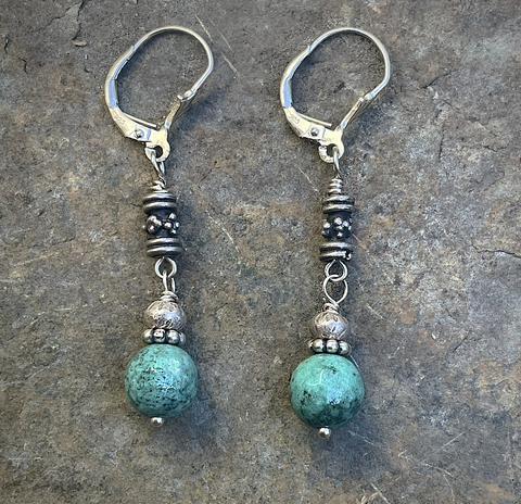 Turquoise & Amazonite Dangle Earrings by Rachel Moody
