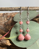 Pink Rhodochrosite Rhodonite Sterling Earrings