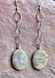 Silver Chain and Gray Jasper Earrings