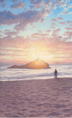 Sun, Rock, Man - Giclée on Canvas