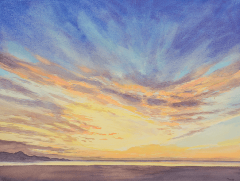 River Beach Sunset-Giclee on Paper