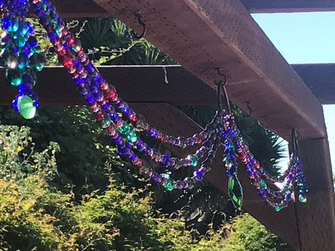 Six Foot Beaded Garland with Green Crystal